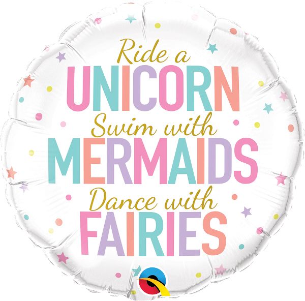 18" Unicorn Mermaids Fairies Balloon