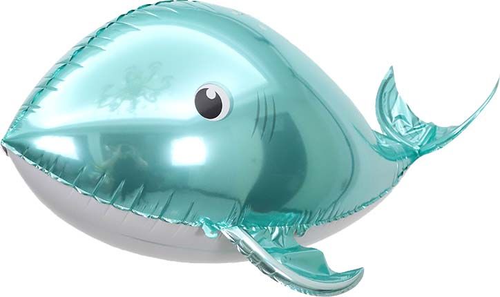 37" 3D Green Whale Balloon