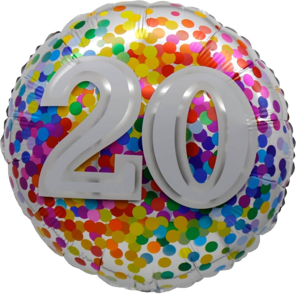 18" 20 Rainbow Confetti Balloon Airise