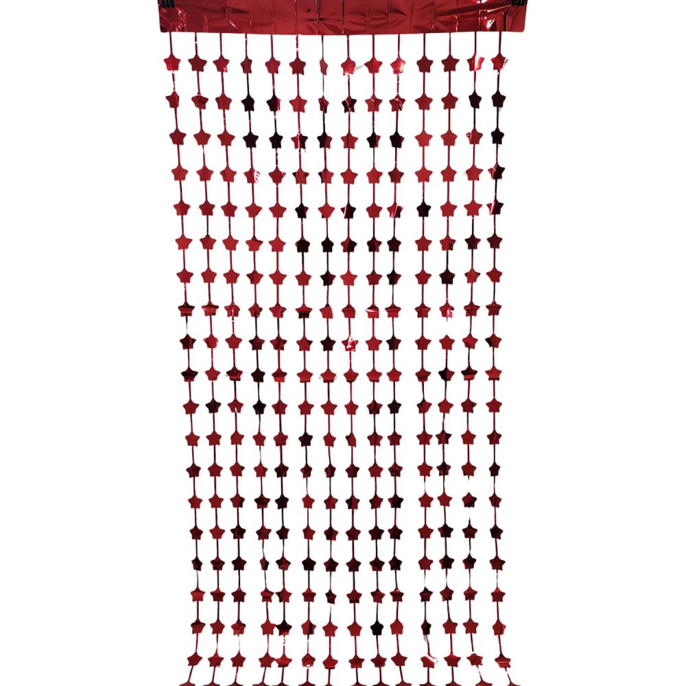 6.5ft x 3.25ft Star Curtain - Red