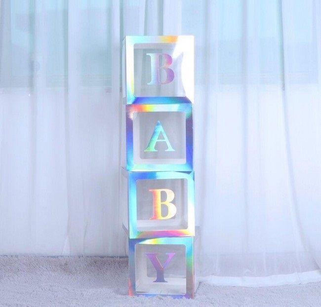 12" Baby Balloon Box Iridescent (4pcs)