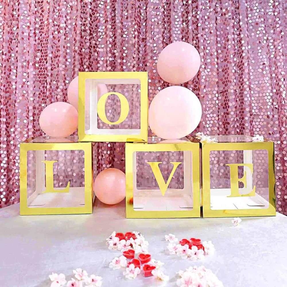 12" Love Balloon Box Gold (4pcs)