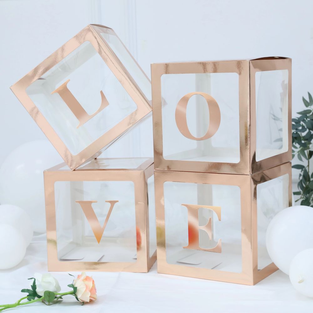 12" Love Balloon Box Rose Gold (4pcs)