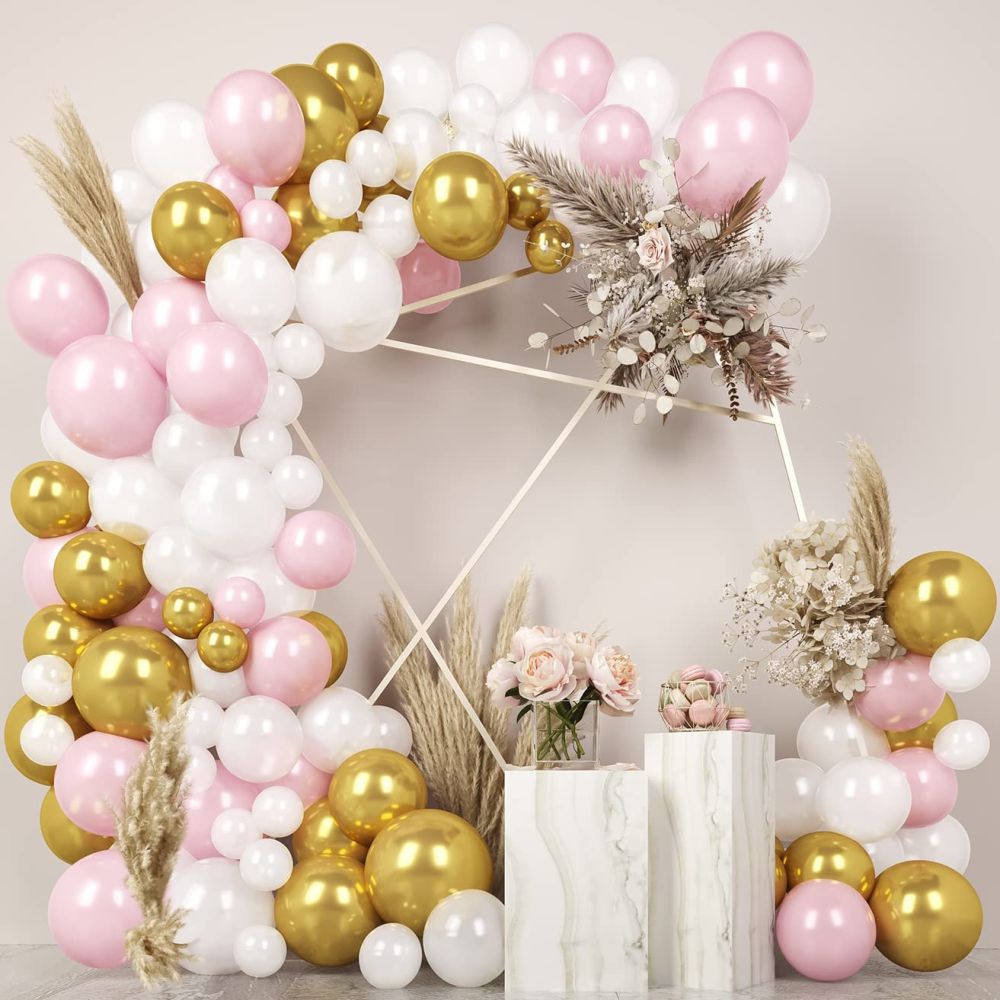 Balloon Garland Arch Kit Gold Pink