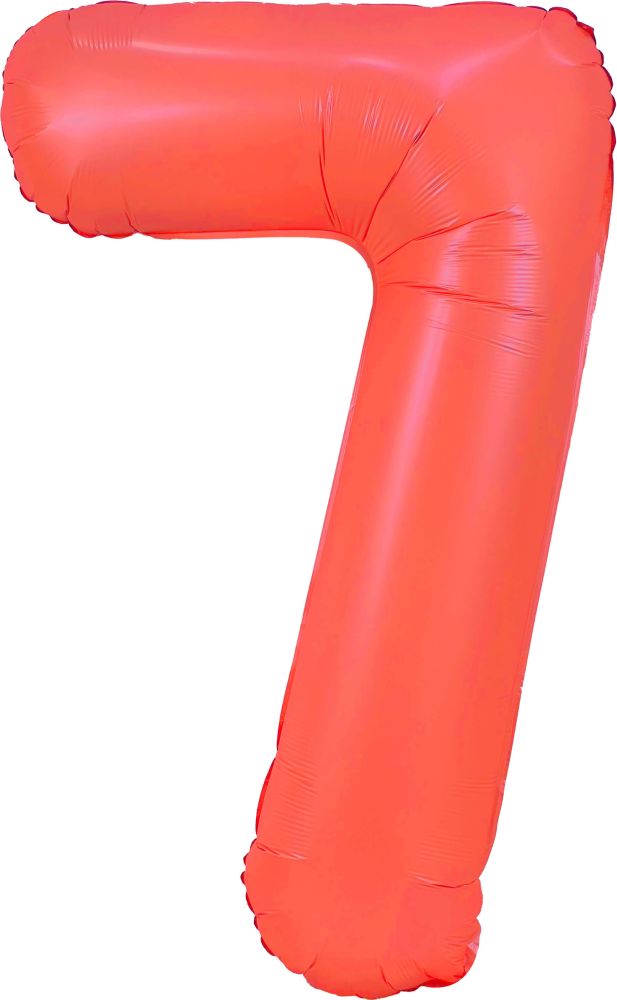 34" Neon Red Number 7 Balloon