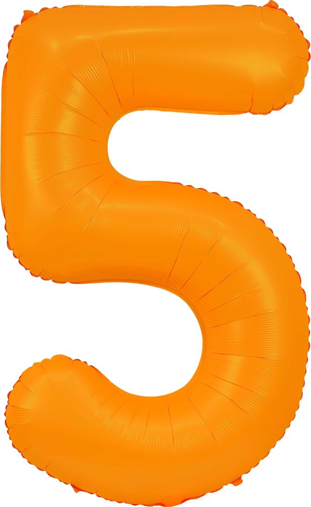 34" Neon Orange Number 5 Balloon