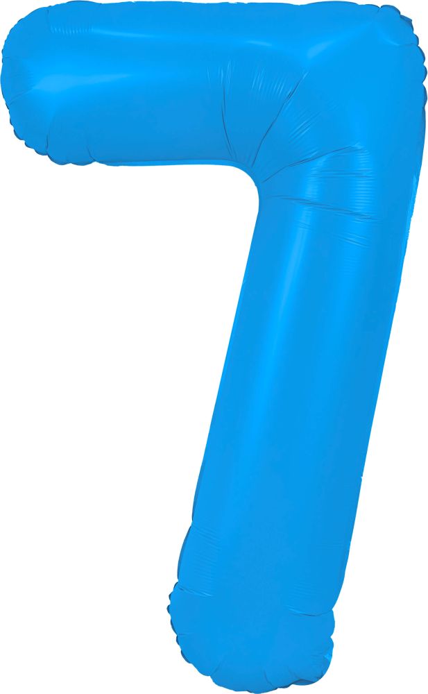 34" Neon Blue Number 7 Balloon