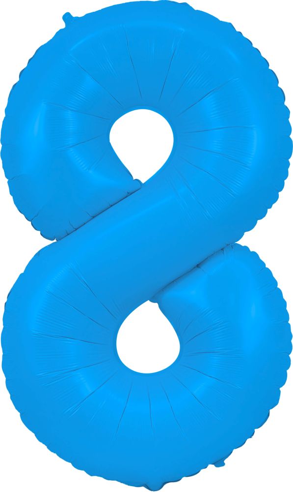 34" Neon Blue Number 8 Balloon