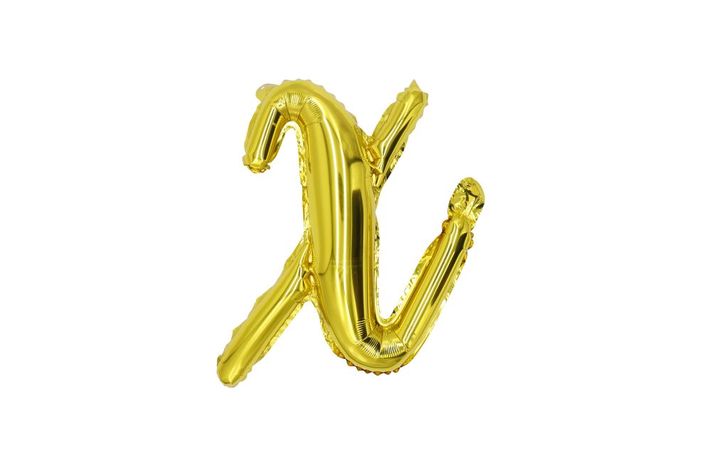 12" Gold Script Letter X Balloon