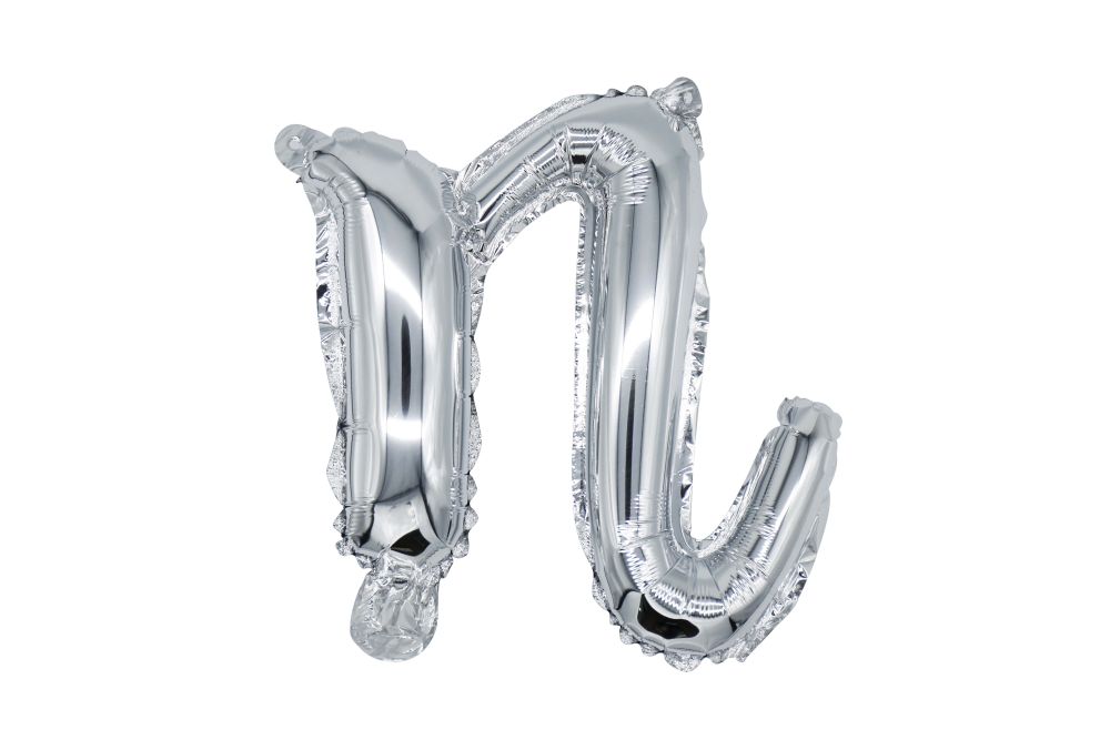 12" Silver Script Letter N Balloon