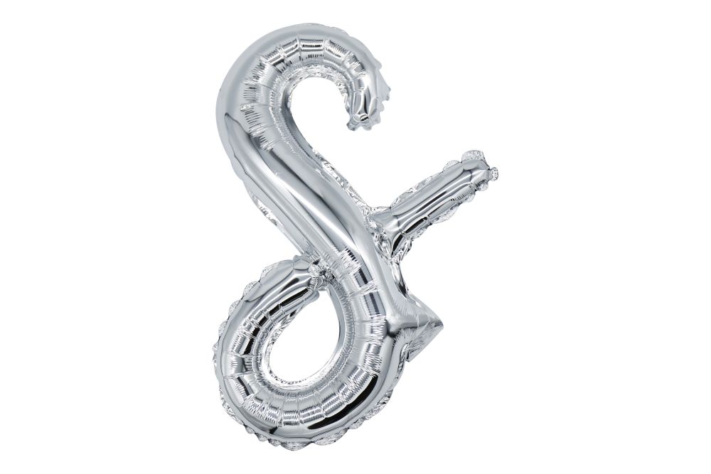 12" Silver Script Letter S Balloon