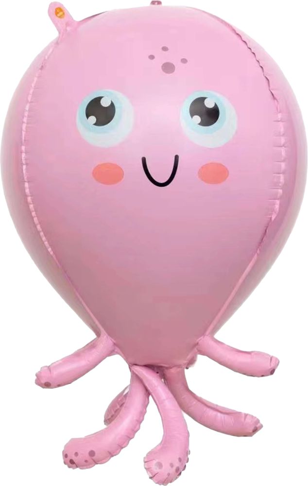 20" 3D Baby Pink Squid Balloon