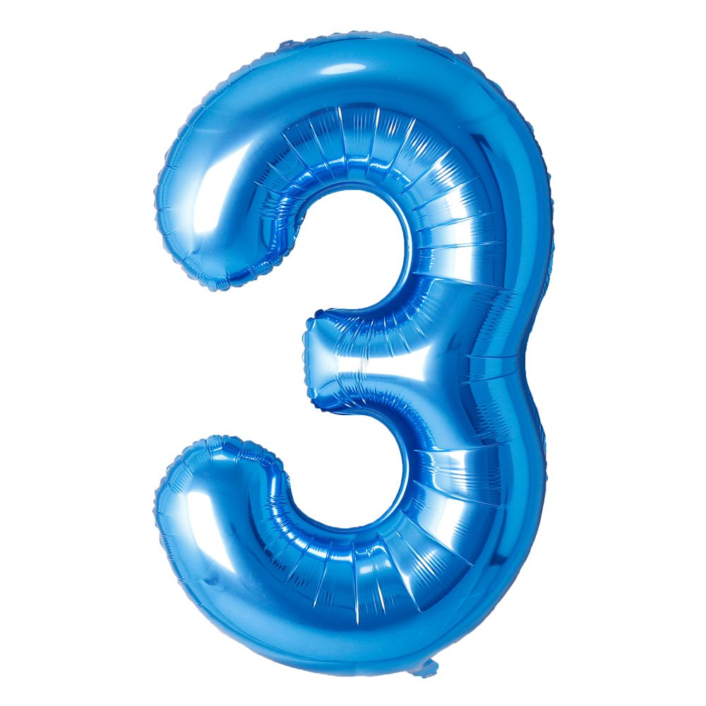 34" Blue Number 3 Airise Balloon
