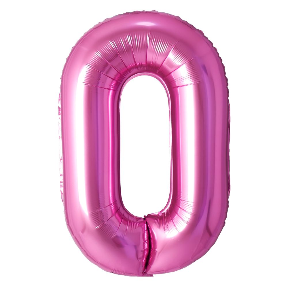 34" Pink Number 0 Airise Balloon