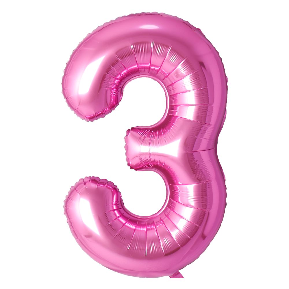 34" Pink Number 3 Airise Balloon