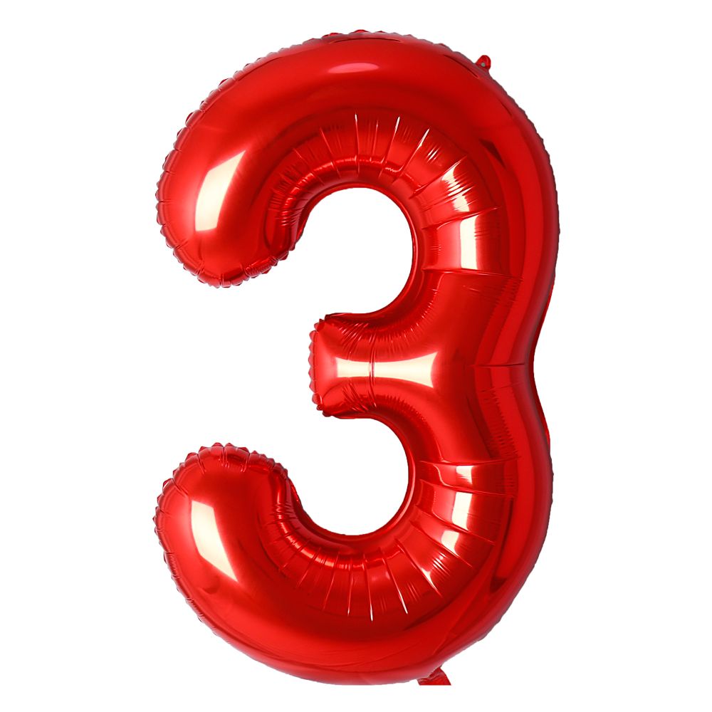 34" Red Number 3 Airise Balloon