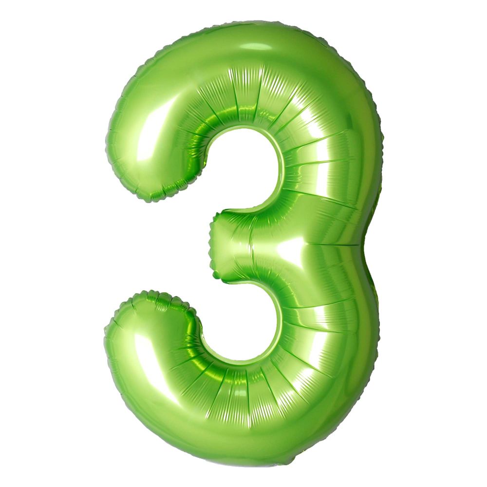 34" Green Number 3 Balloon