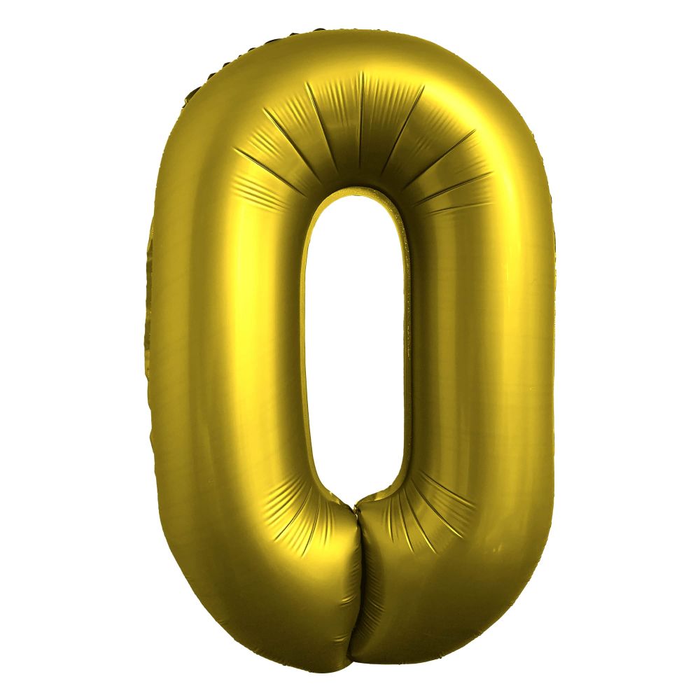 34" Chrome Gold Number 0 Airise Balloon