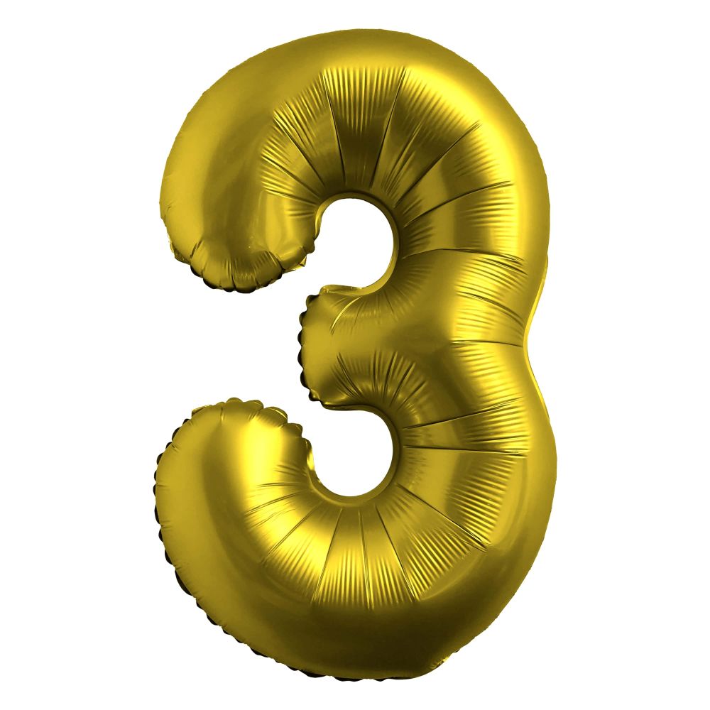 34" Chrome Gold Number 3 Airise Balloon