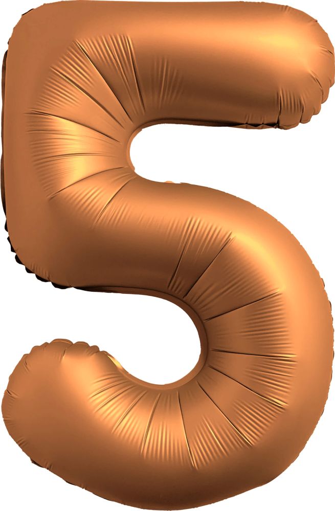 34" Chrome Rose Gold Number 5 Balloon