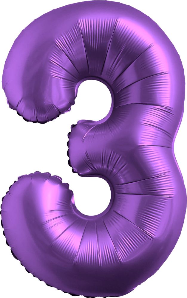 34" Chrome Purple Number 3 Balloon