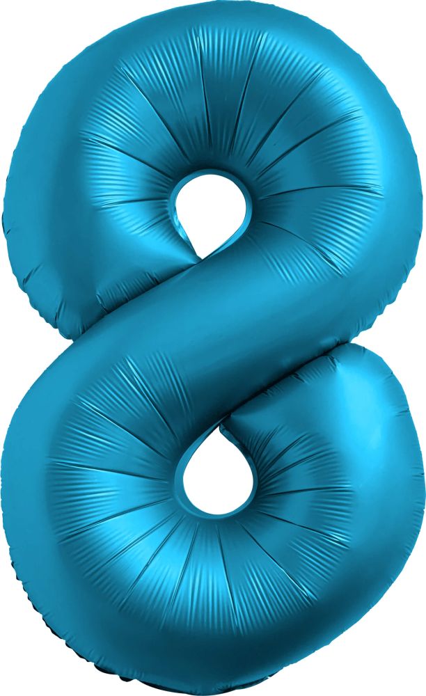 34" Chrome Blue Number 8 Balloon