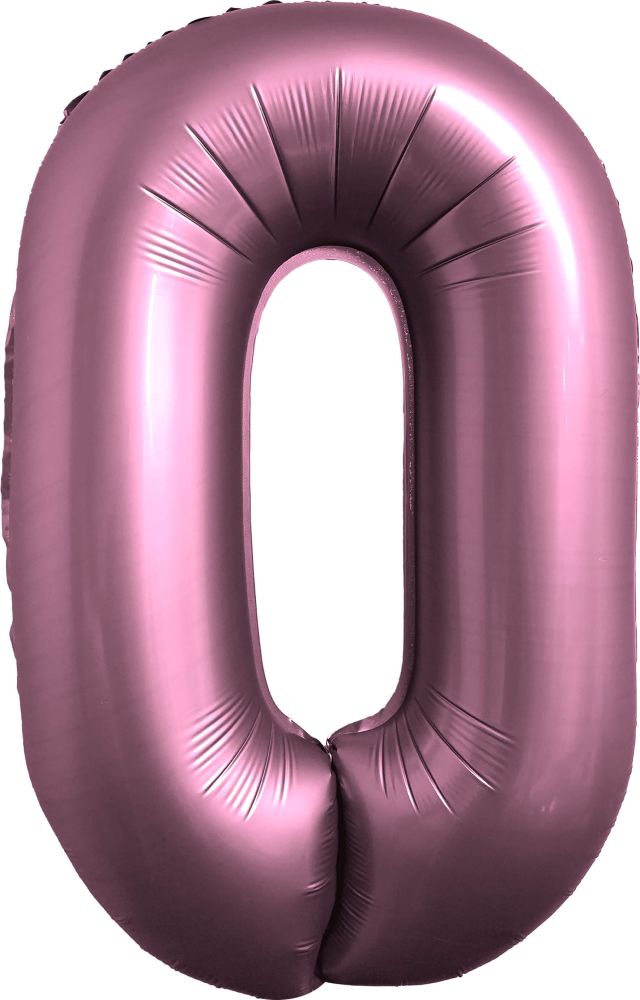 34" Chrome Pink Number 0 Balloon