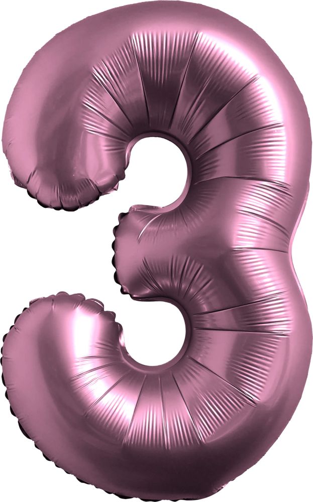 34" Chrome Pink Number 3 Balloon