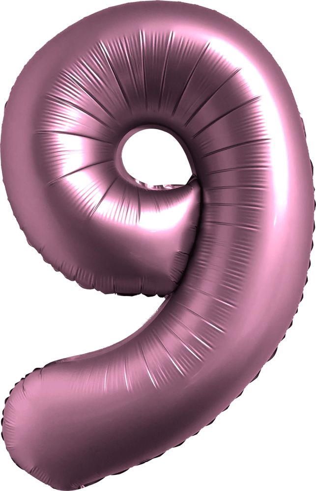 34" Chrome Pink Number 9 Balloon