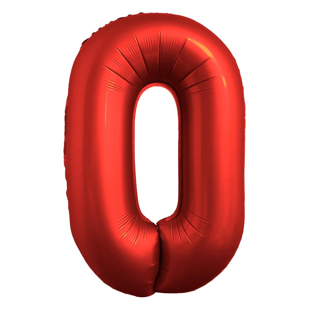 34" Chrome Red Number 0 Airise Balloon