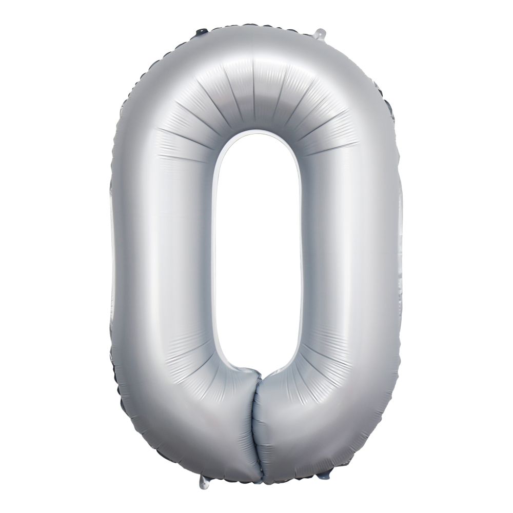 34" Chrome White Number 0 Airise Balloon