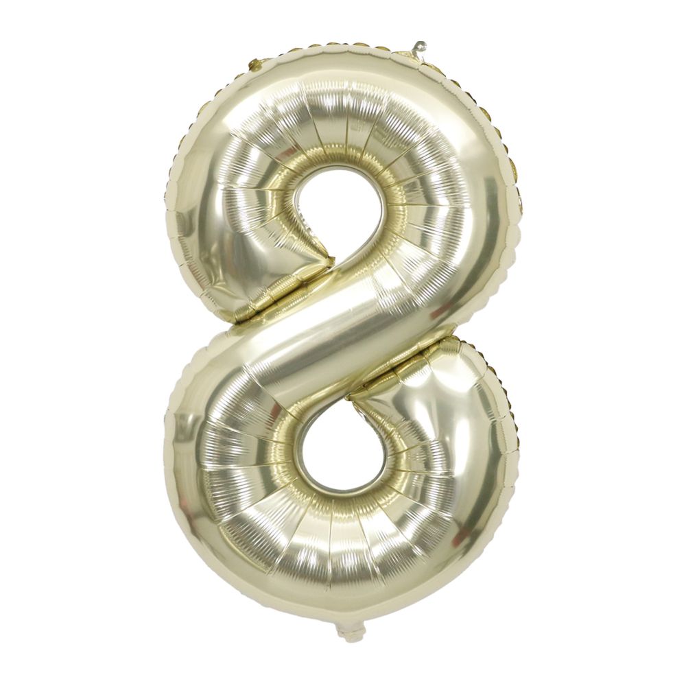34" White Gold Number 8 Airise Balloon