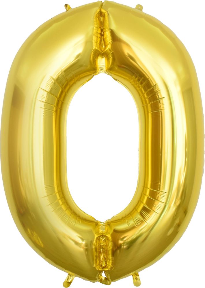 53" Gold Number 0 Balloon