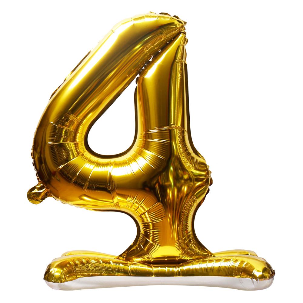 32" Stand Up Gold Number 4 Balloon