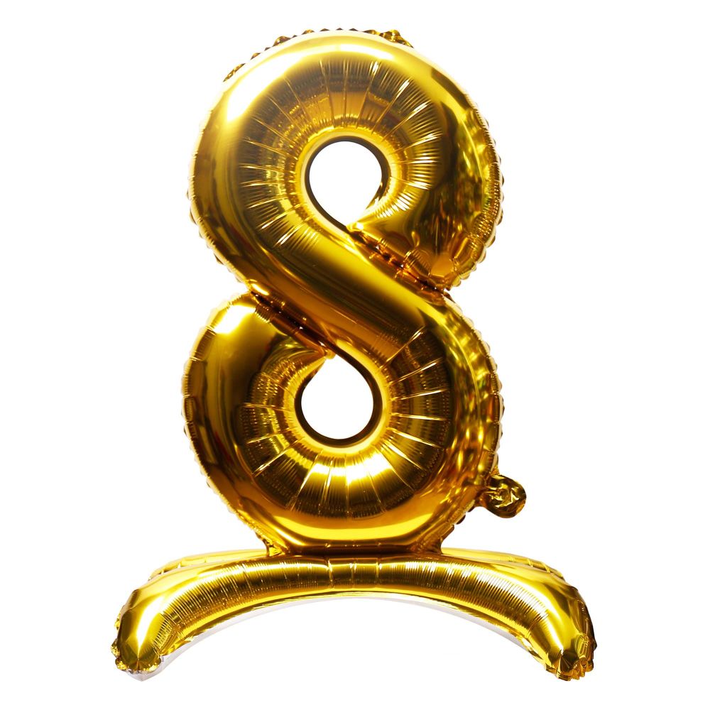 32" Stand Up Gold Number 8 Balloon