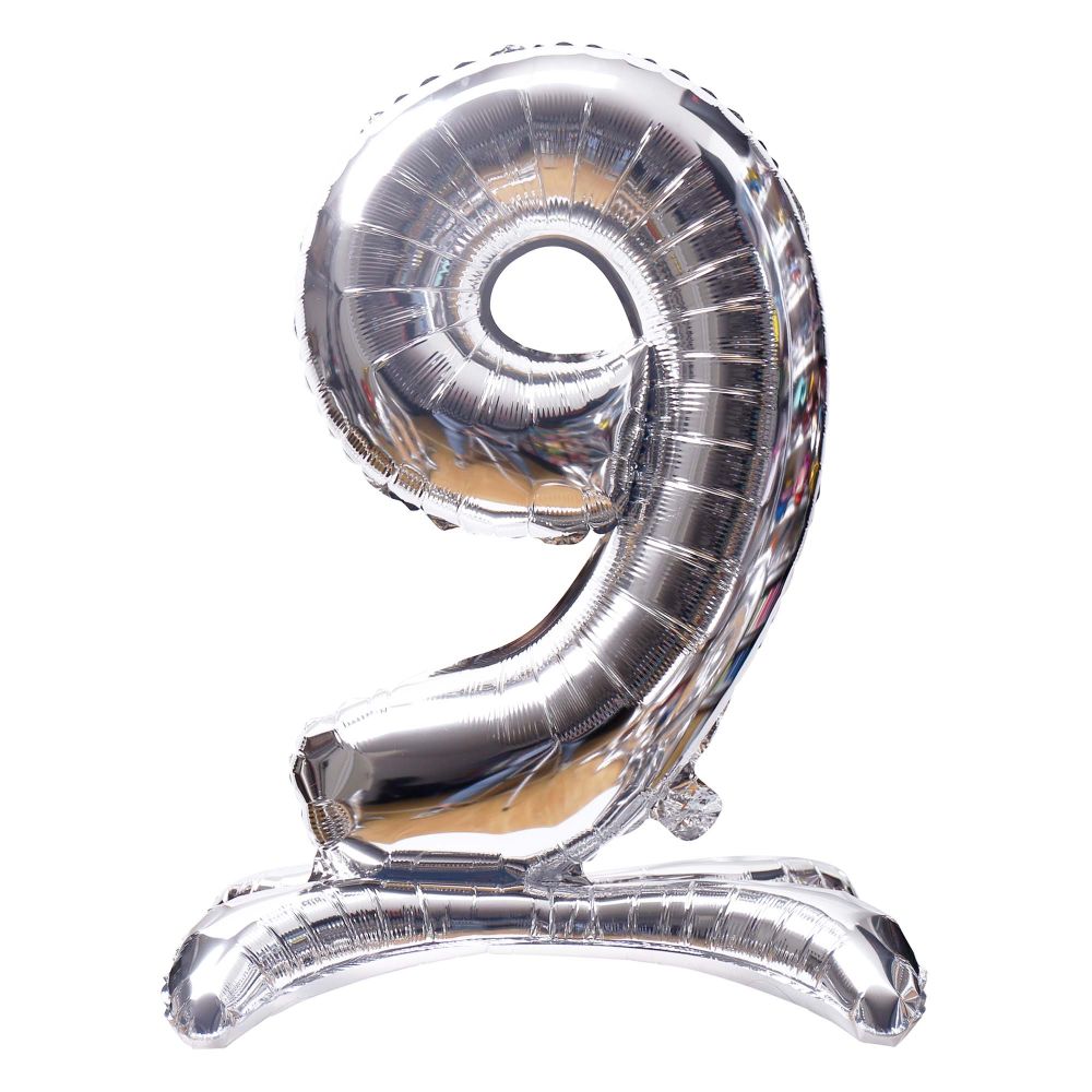 32" Stand Up Silver Number 9 Balloon