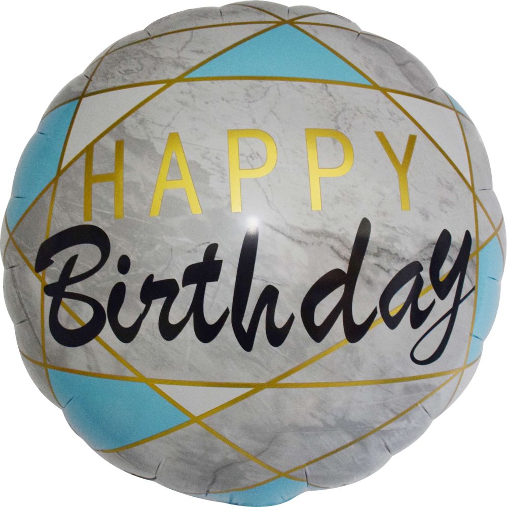 18" Happy Birthday Elegant Blue Balloon