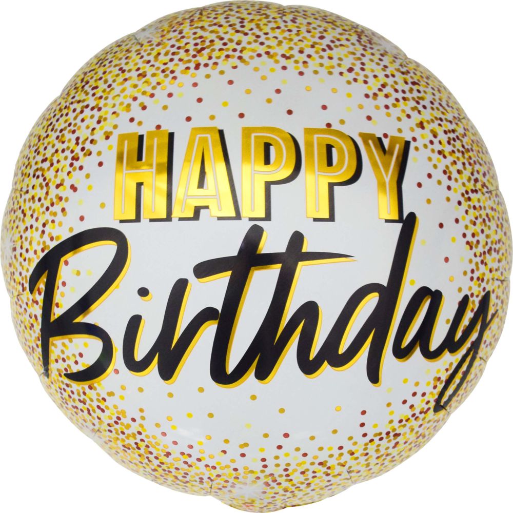 18" Happy Birthday Gold Confetti Balloon