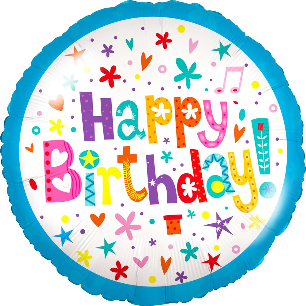 18" Happy Birthday Confetti Blue Balloon