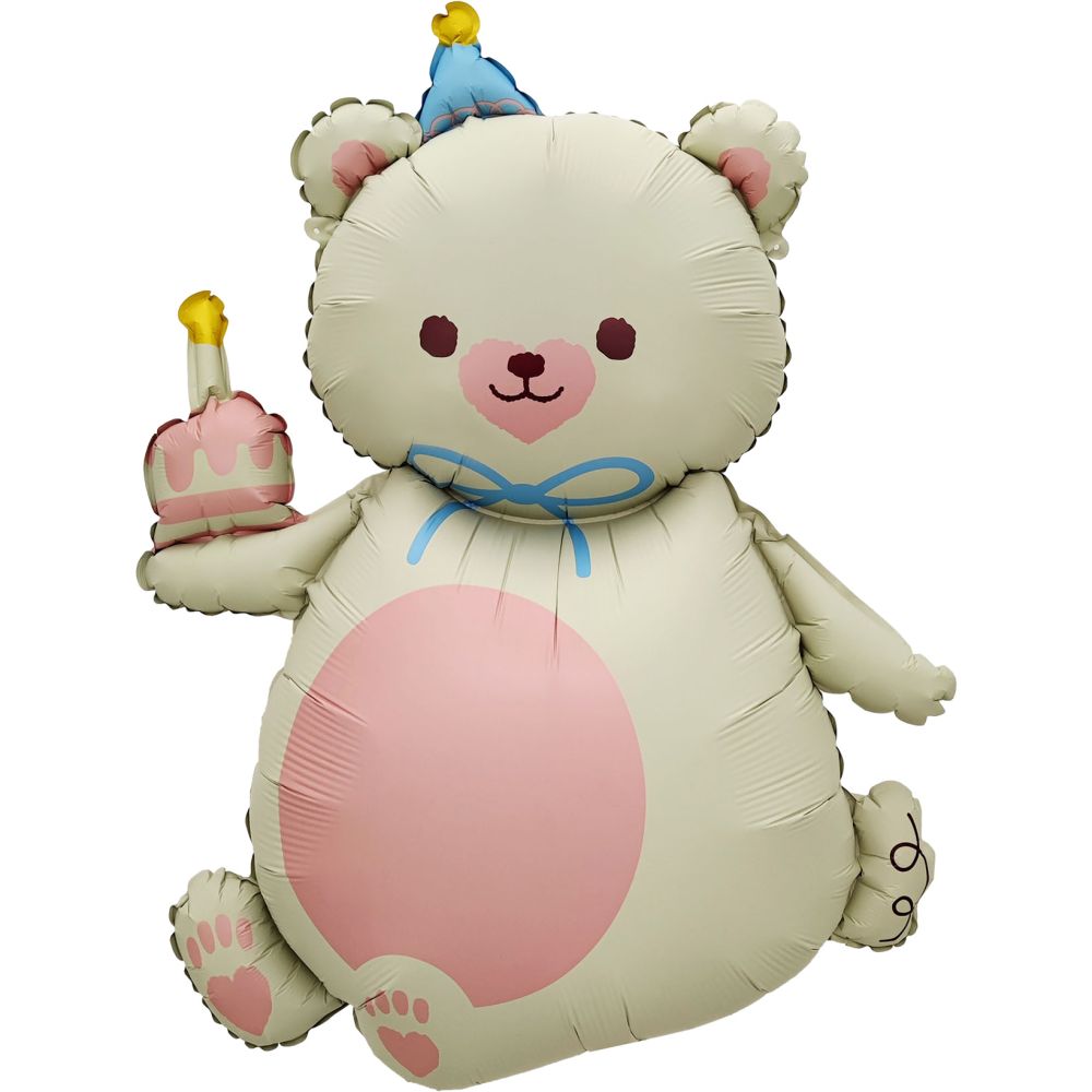 39" Matte Cream Party Bear Balloon