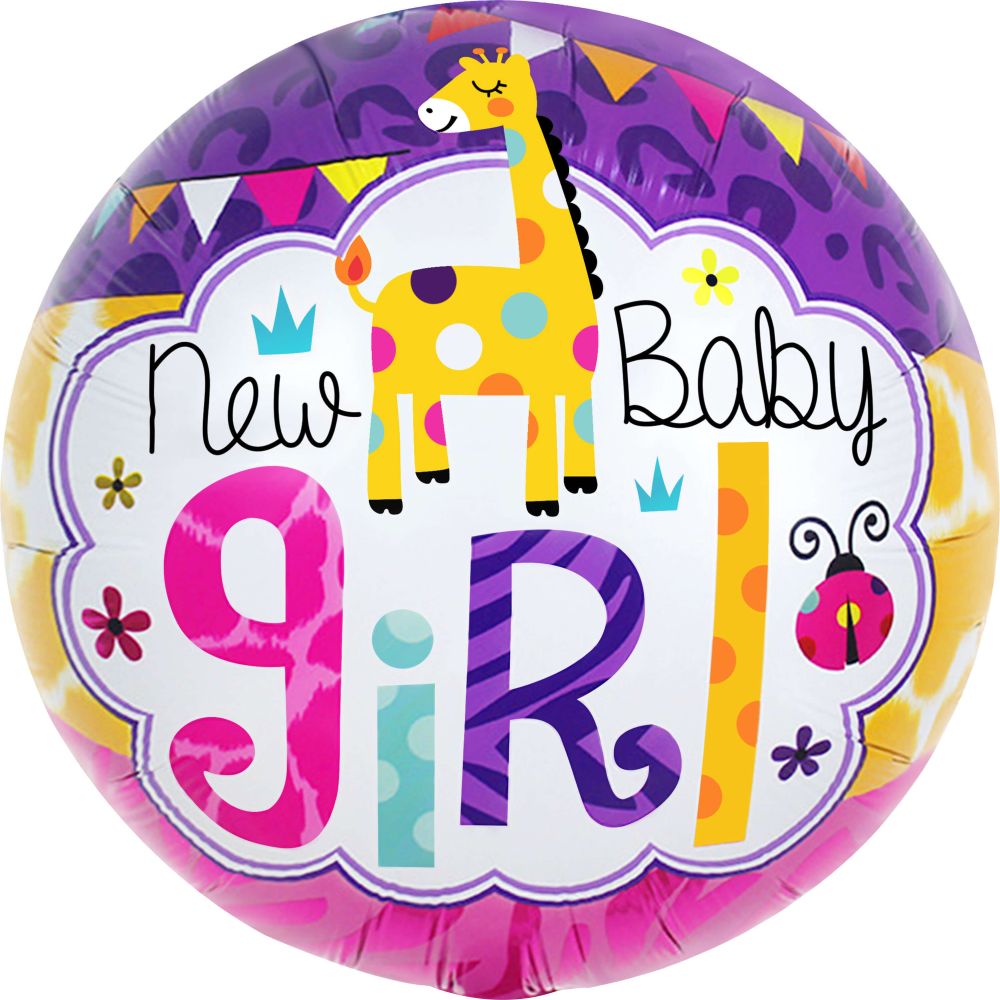 18" New Baby Girl Giraffe Balloon