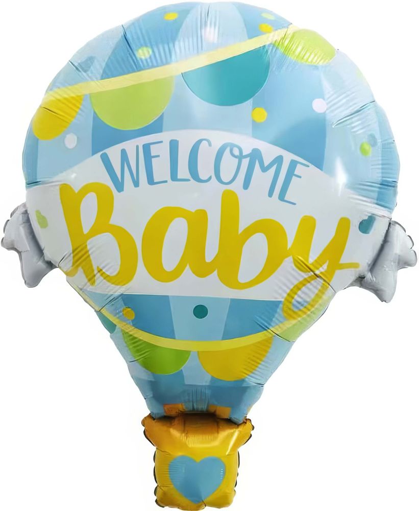 31" Welcome Baby Blue Hot Air Balloon