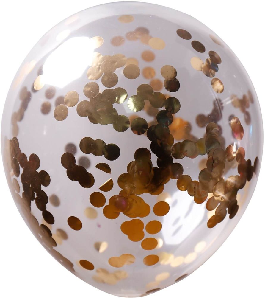 12" Clear Round Confetti Gold (50pcs) Celetex