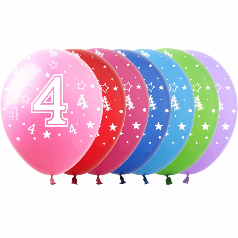 12" Number 4 Assortment (50pcs) Balloons