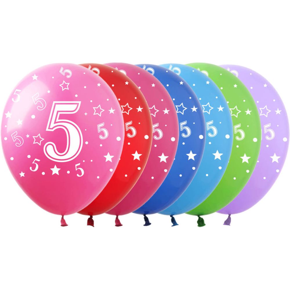 12" Number 5 Assortment (50pcs) Balloons
