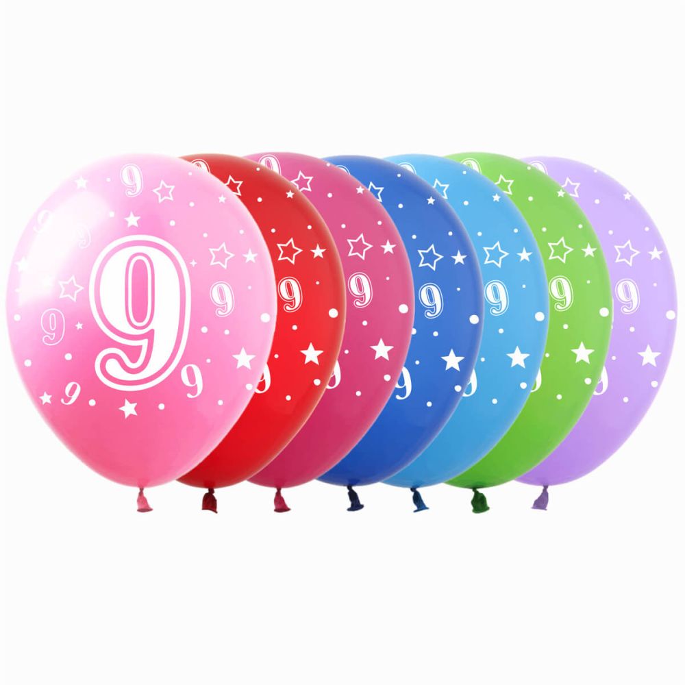 12" Number 9 Assortment (50pcs) Balloons