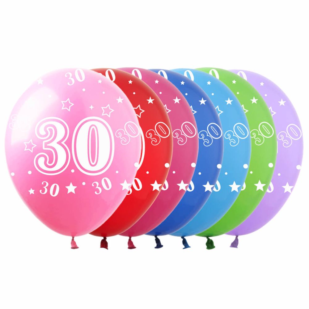 12" Number 30 Assortment (50pcs) Balloons