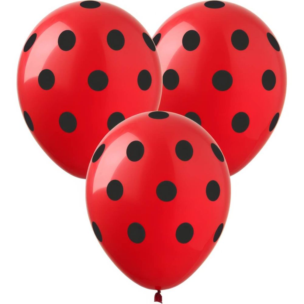 05" Red with Black Polka Dots (50pcs) Balloons