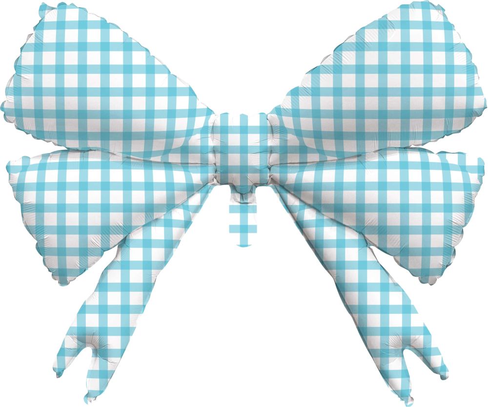 30" Blue Checkered Bow Balloon