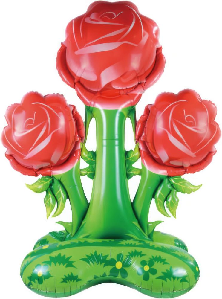 37" Standing Red Rose Flowers Balloon